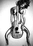 Guitar Woman 60 x 40cm